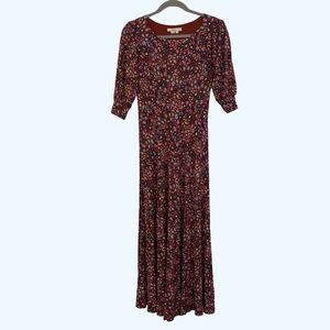 Boden Cheetah Print Soft Knit Maxi Dress Puff Sleeves Woman’s Size 2